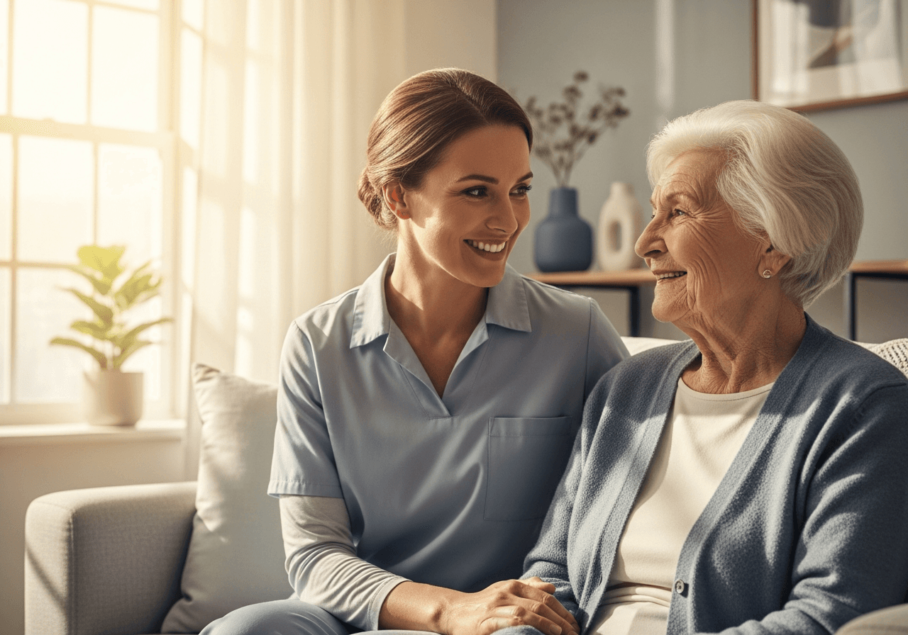 Caregiver with elderly client
